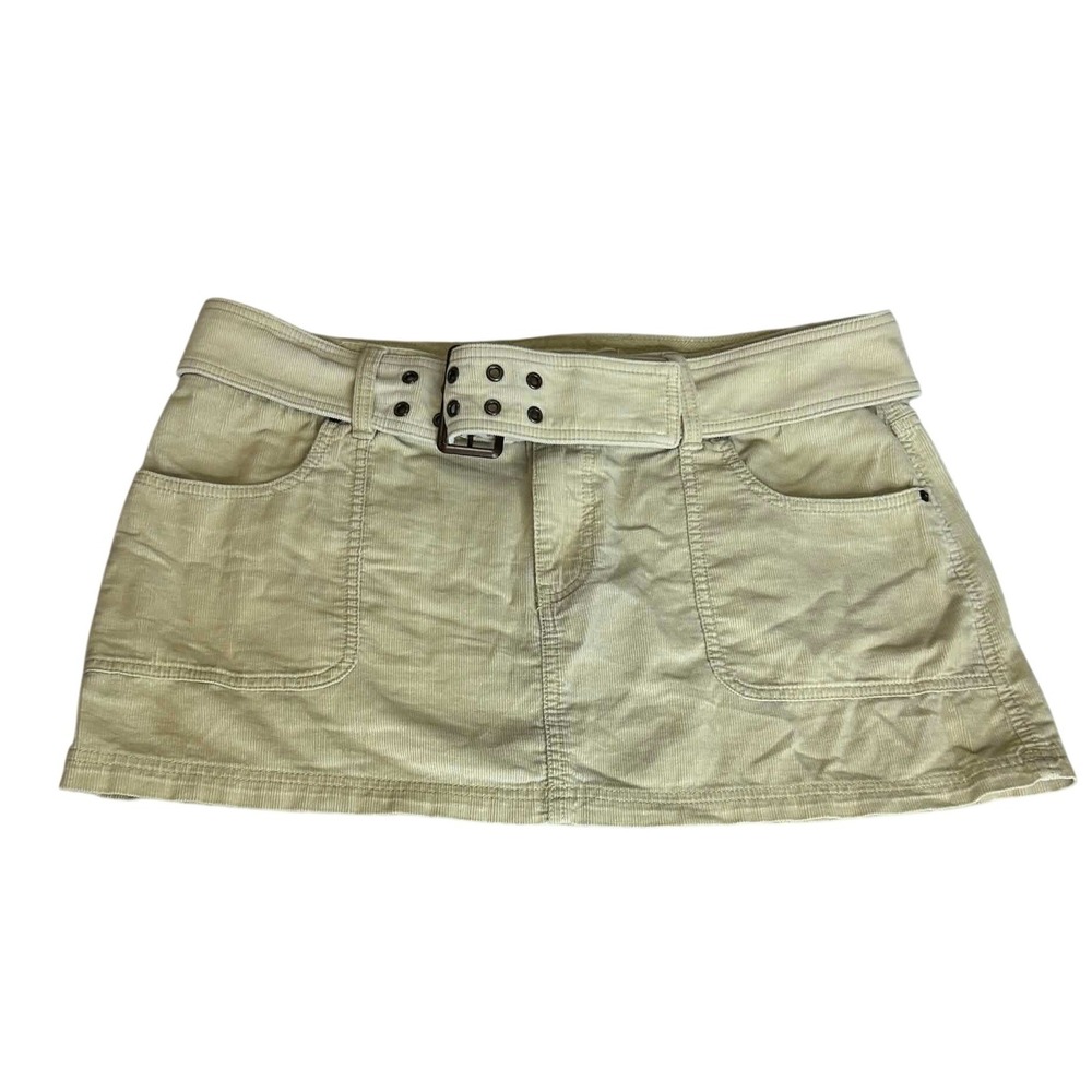 Abercrombie & Fitch Cream Corduroy Belted Mini Skirt Y2K Vintage Tan Beige L